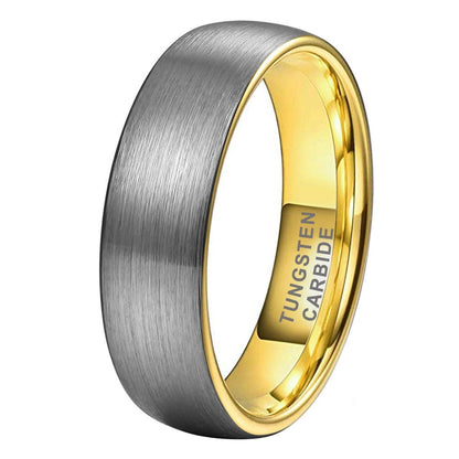 6mm Silver & Gold Color Tungsten Unisex RIng