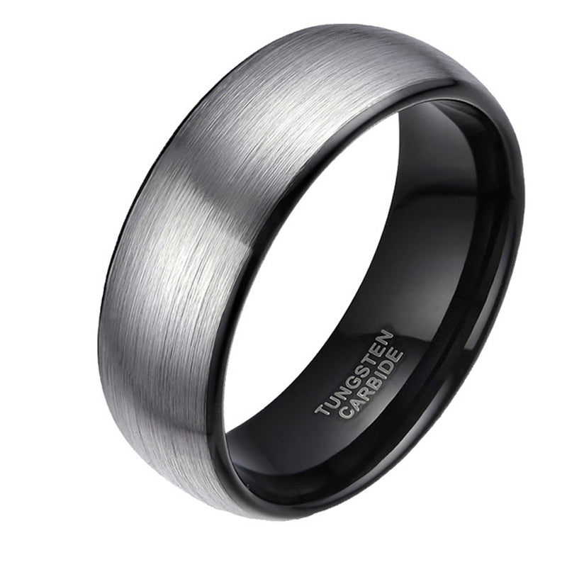 6mm & 8mm Matte Brushed Silver & Black Couples Rings