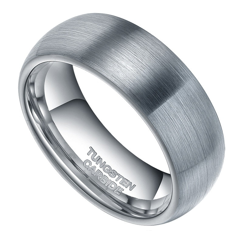 6mm & 8mm Domed Brushed Silver Tungsten Couples Rings