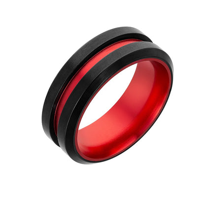 8mm Red Anodised Aluminum Titanium Unisex Ring