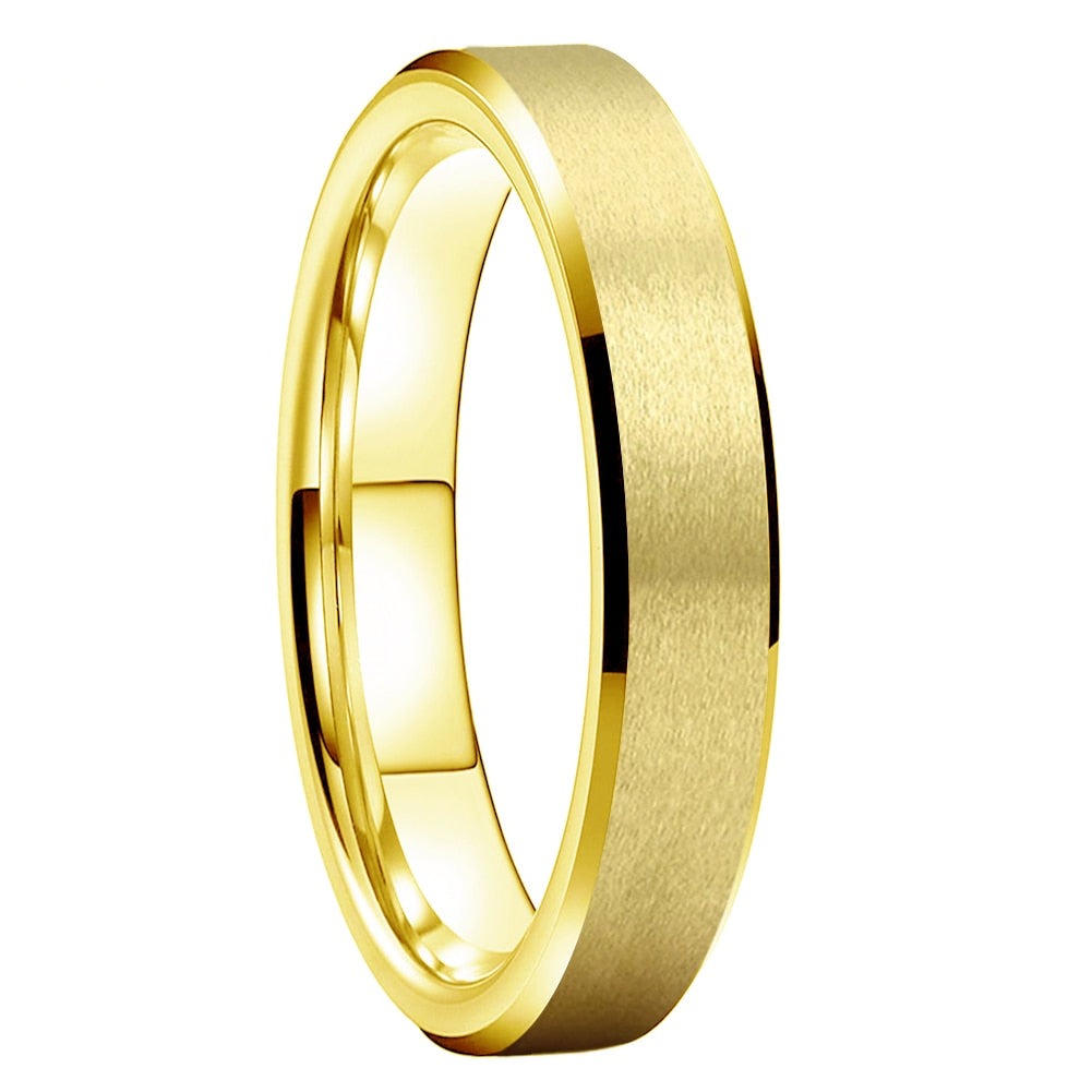 4mm Gold Color Brushed Tungsten Unisex Ring