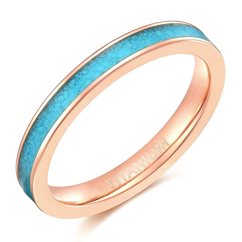 3mm Blue Turquoise Titanium Unisex Ring