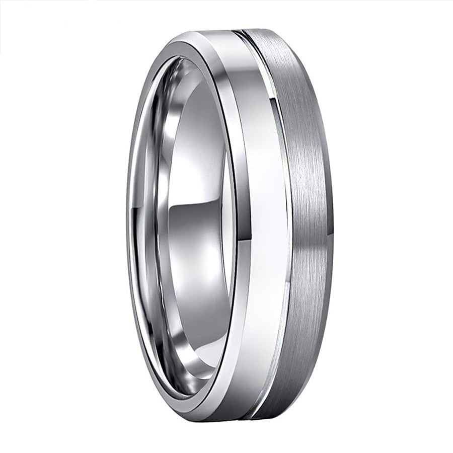 6mm or 8mm Two Tone Silver Tungsten Rings (Couples Rings)