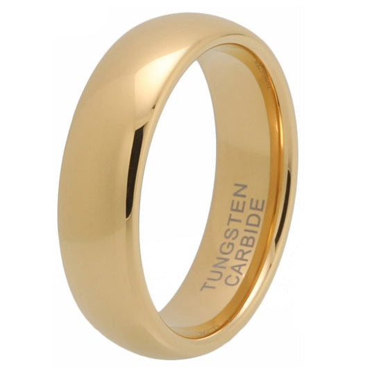 6mm Polished Gold Color Tungsten Unisex Ring