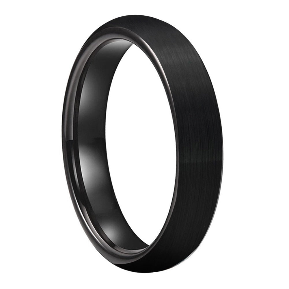 4mm Minimalist Dome Brushed Tungsten Black Unisex Ring