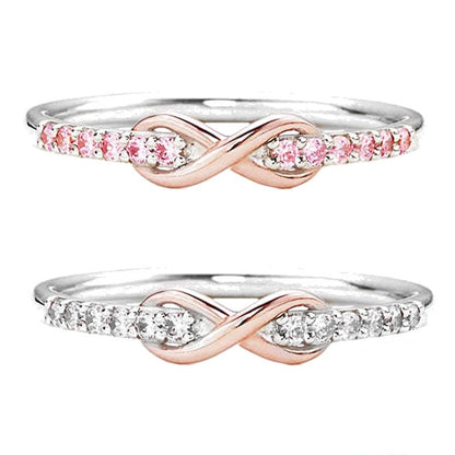 Infinity Symbol Eternity Pink Cubic Zirconias 925 Sterling Silver Women's Rings (2 Colors)