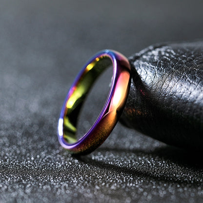 4mm Rainbow Polished Tungsten Unisex Ring