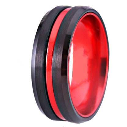 8mm Red Anodised Aluminum Titanium Unisex Ring