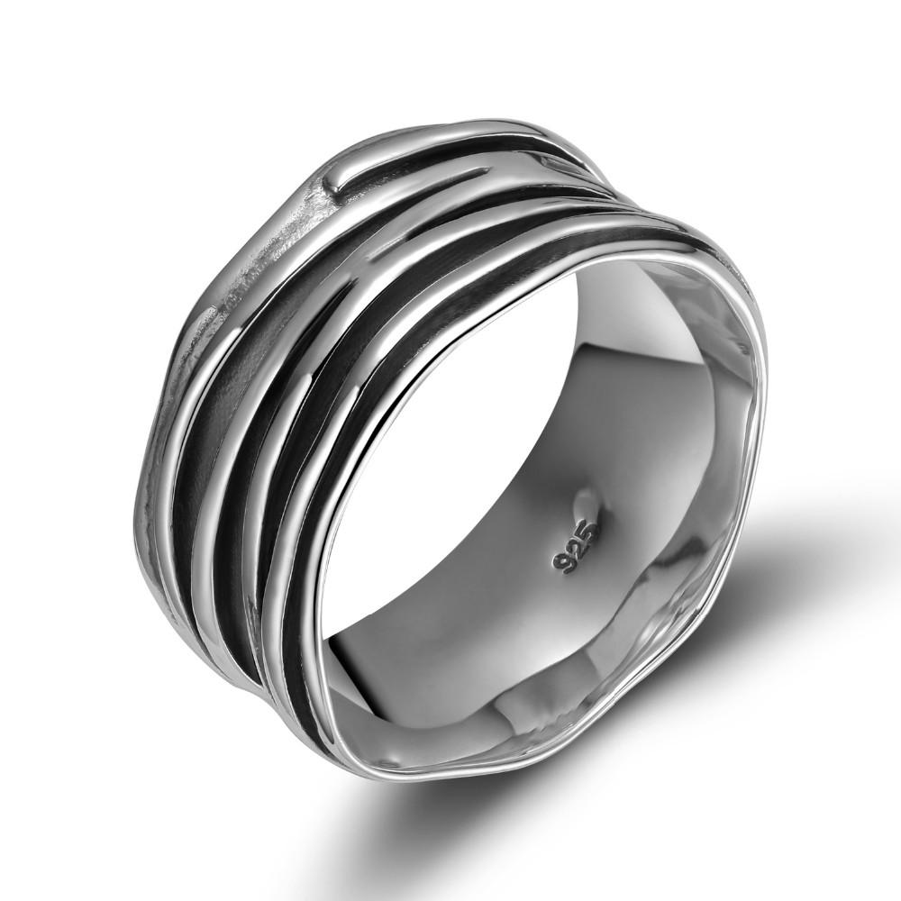 Vintage Unique 925 Sterling Silver Mens Ring - 1 Engraving - Promise Rings