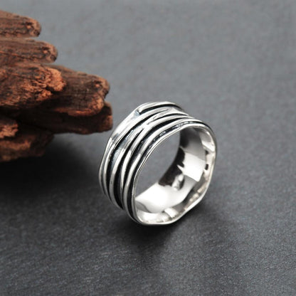 Vintage Unique 925 Sterling Silver Mens Ring - 1 Engraving - Promise Rings