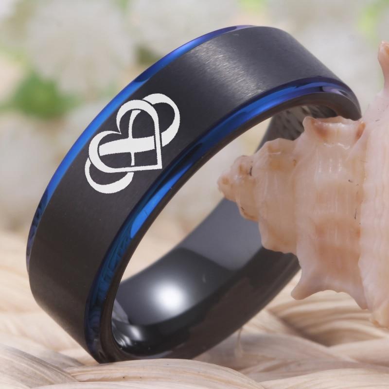 Always Forever Infinity Heart Tungsten Couples Rings