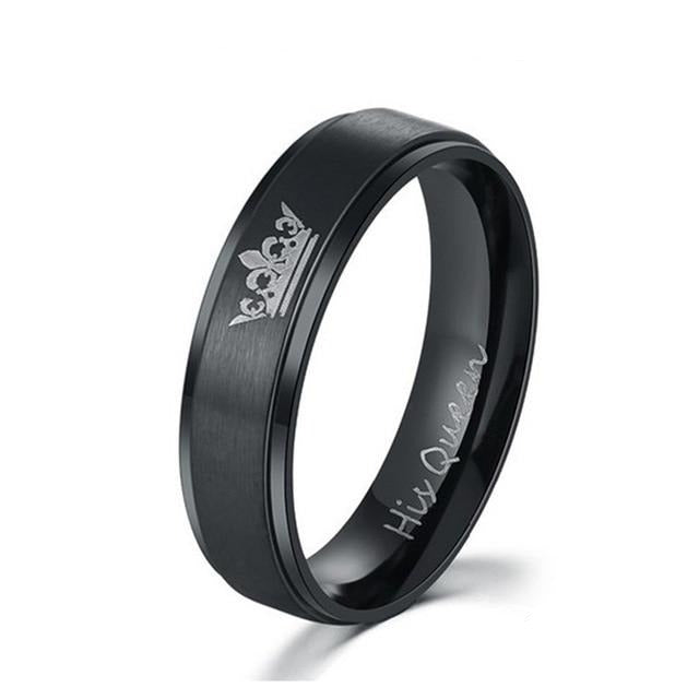 Black Her King and His Queen Couples Rings