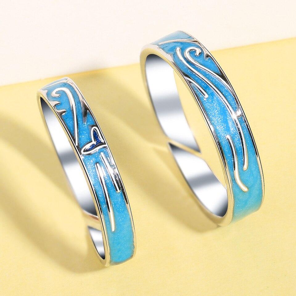 6mm Blue Oceans Matching Unisex Rings