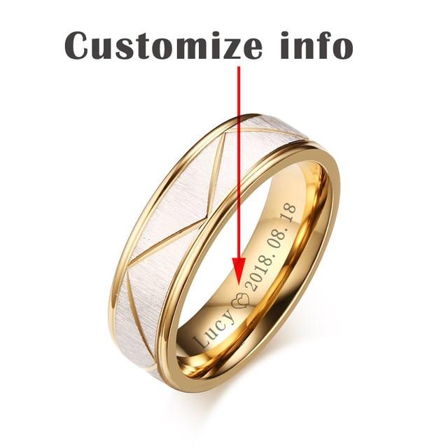 Personalized Gold Color Stainless Steel Couples Rings