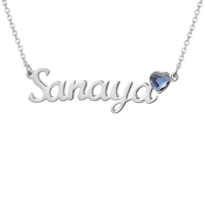 Personalized Name Necklace With Heart Birthstone