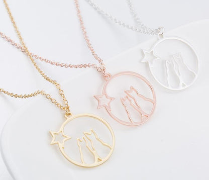 Cute Animal Cats Star Necklace (3 Colors)
