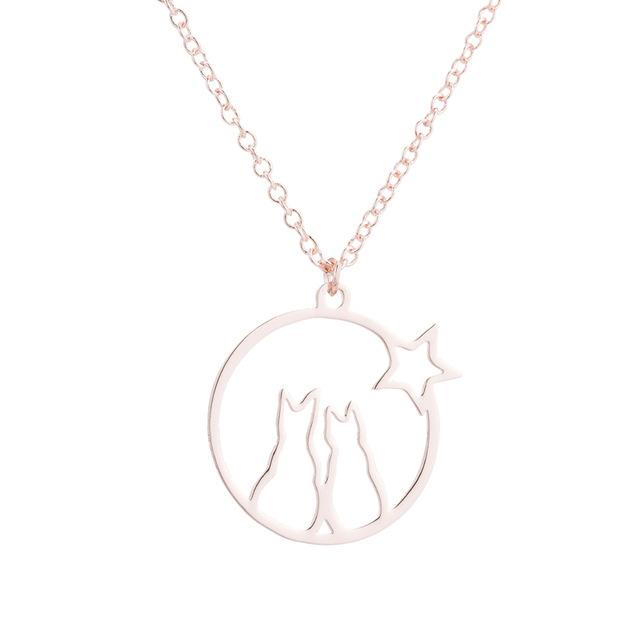 Cute Animal Cats Star Necklace (3 Colors)