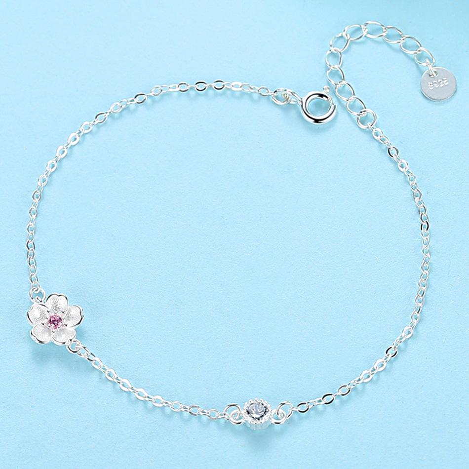 Daisy Flower Crystal 925 Sterling Silver Bracelet