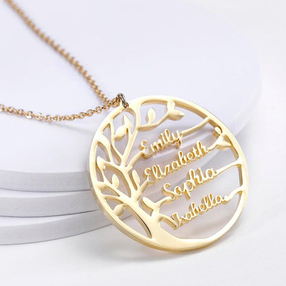 Family Tree Personalized Names Necklace (1 to 5 names)