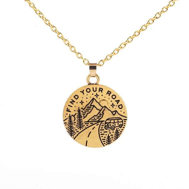 Find Your Road Gold Necklace