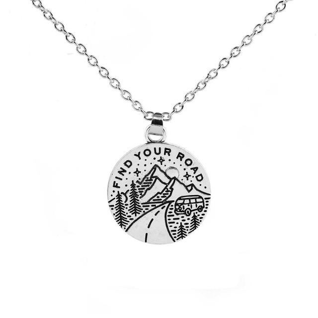 Find Your Road Silver Necklace