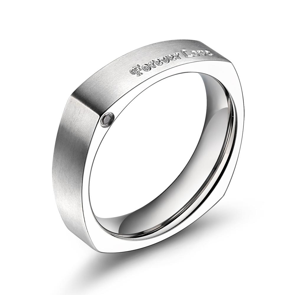 Forever Love Engraved Retro Silver Titanium Mens Ring