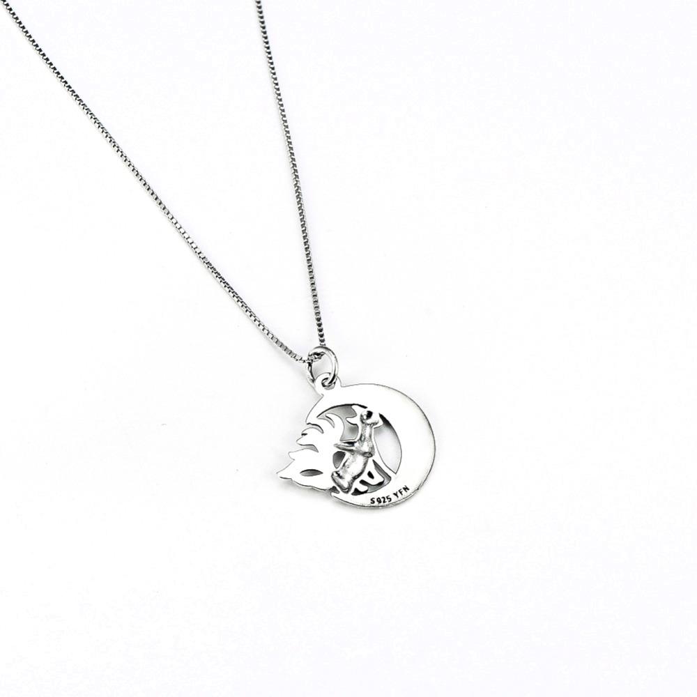 Fox and Moon Sterling Silver Unisex Necklace