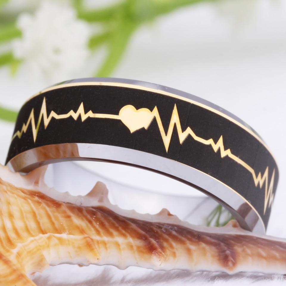 Heart Beat ECG Tungsten Men's Ring