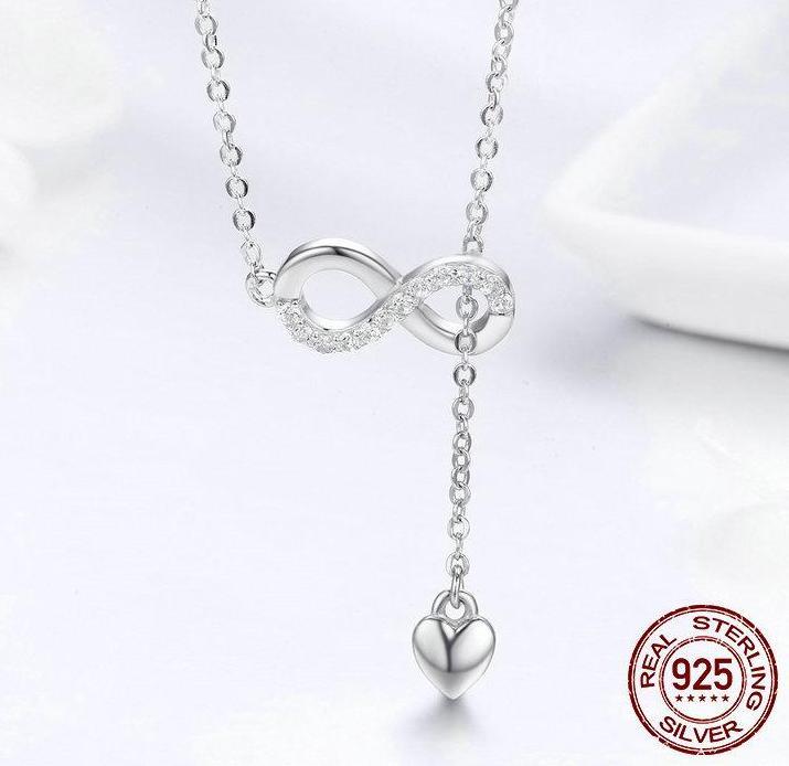 Infinity Heart 925 Sterling Silver Necklace