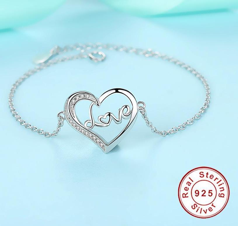 Love Heart 925 Sterling Silver Bracelet