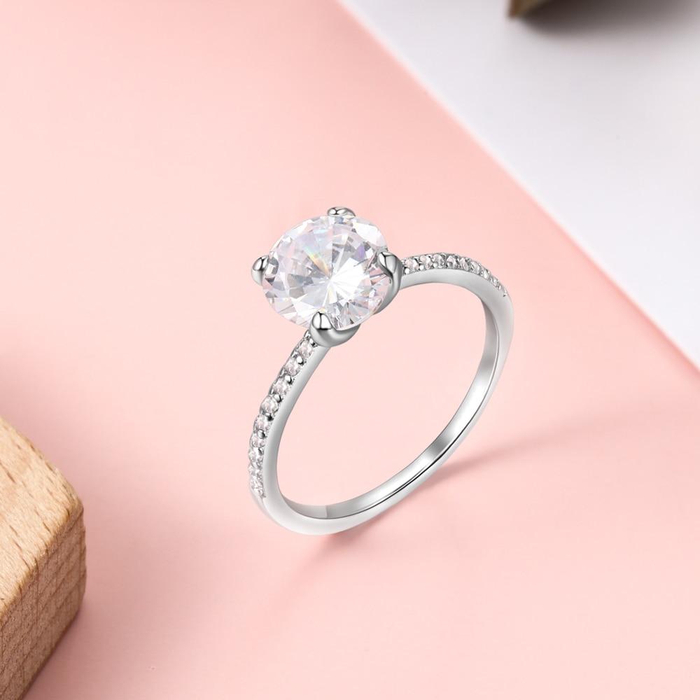 Luxury Round Stone 925 Sterling Silver Womens Ring