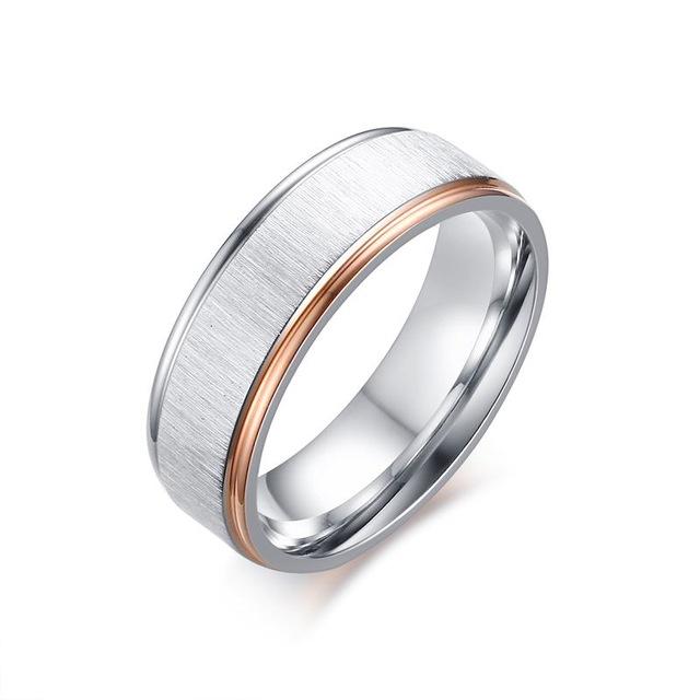 Silver With Rose Gold Edge Matte Couples Rings