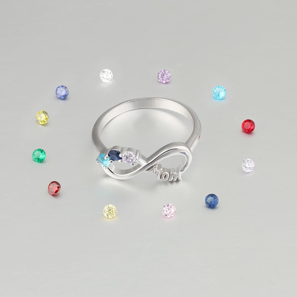 Personalized 5 Birthstone Mother's Infinity Ring Family 5 Engraved Names |  eBay