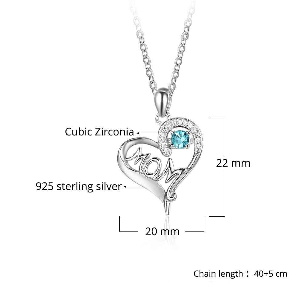 Mom Personalized 925 Sterling Silver Heart Necklace - 1 Name & 1
