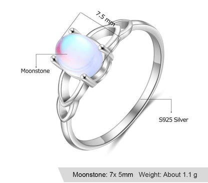 Oval Moonstone 925 Sterling Silver Womens Ring