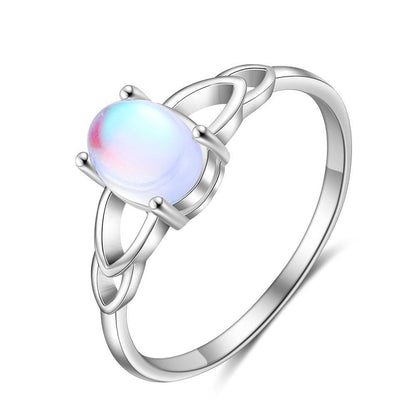 Oval Moonstone 925 Sterling Silver Womens Ring