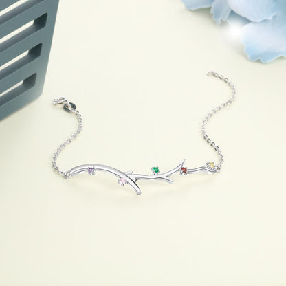 Personalized Branch Bracelet with Zirconia Custom 5 Birthstones