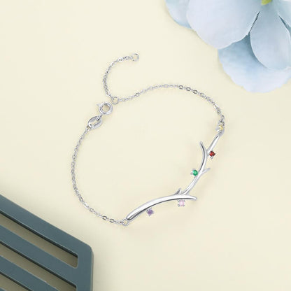 Personalized Branch Bracelet with Zirconia Custom 5 Birthstones