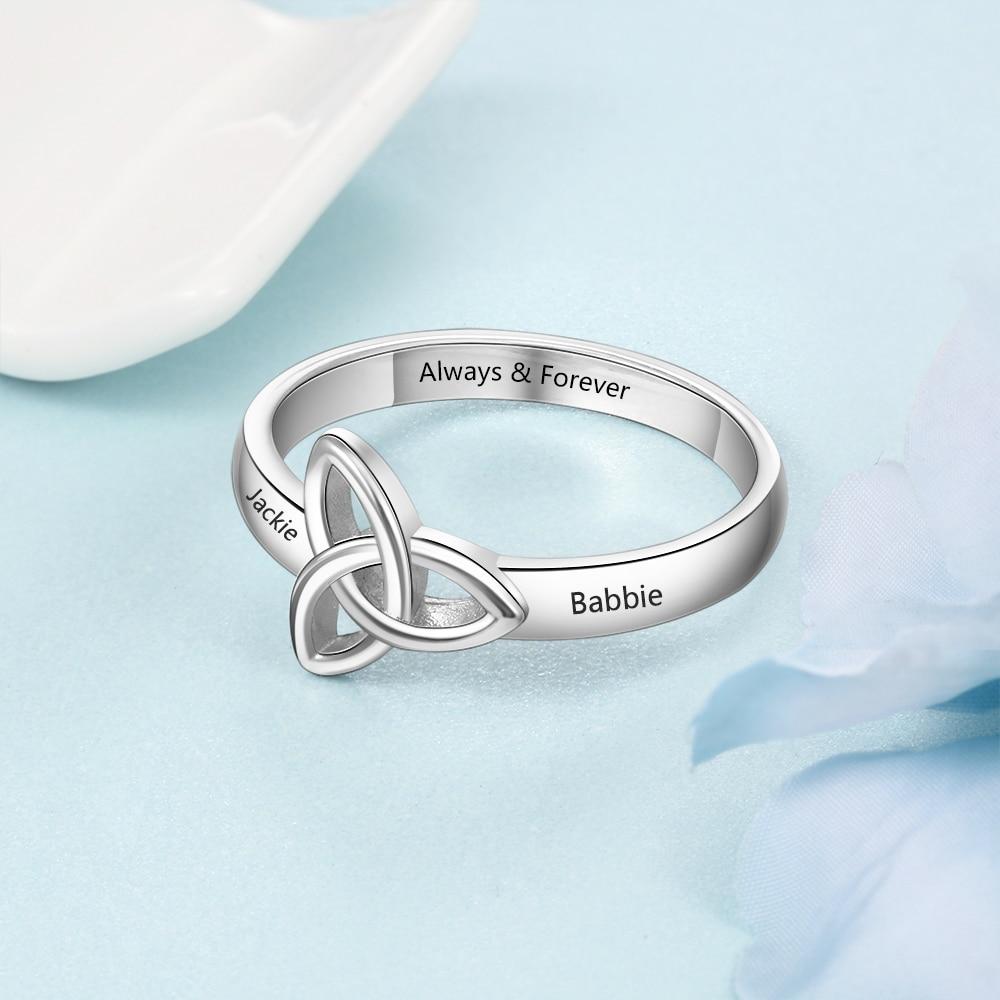 Personalized Celtic Trinity Knot Womens Ring - 3 Engravings