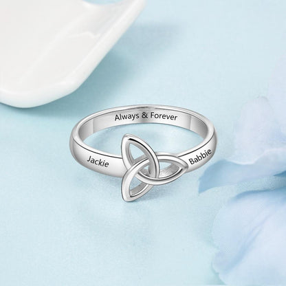 Personalized Celtic Trinity Knot Womens Ring - 3 Engravings
