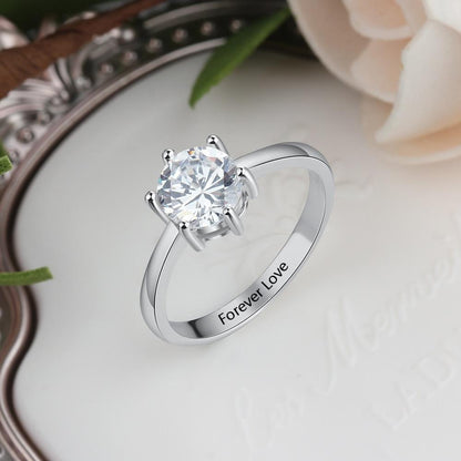 Personalized Cubic Zirconia 925 Sterling Silver Womens Ring - 1 Engraving