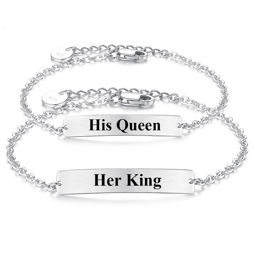 Personalized Custom Engraved Sterling Silver Couples Bracelets