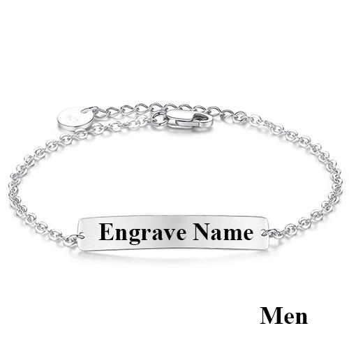 Men's Personalised Engraved Name Bracelet - Stainless Steel & Grey Nylon –  IfShe UK