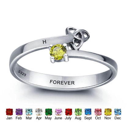 Personalized Name Birthstone 925 Sterling Silver Women's Ring