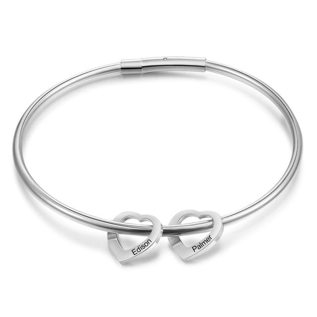 Sterling Silver Clasp Bracelet – With Silver Engraved Heart Charm - The  Perfect Keepsake Gift