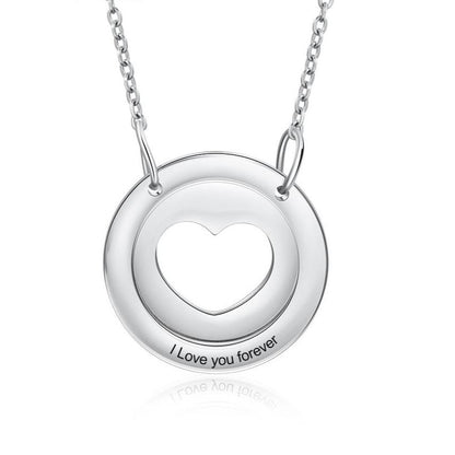 Personalized Heart Circles Necklace - 1 Engraving