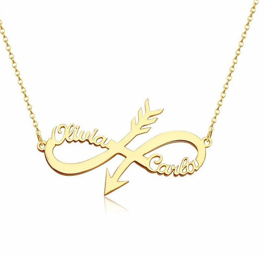 Personalized Infinity Arrow Two Custom Name Necklace