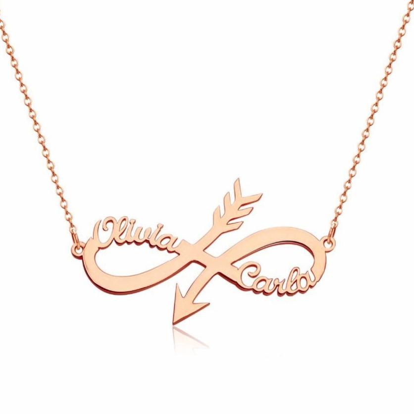 Personalized Infinity Arrow Two Custom Name Necklace
