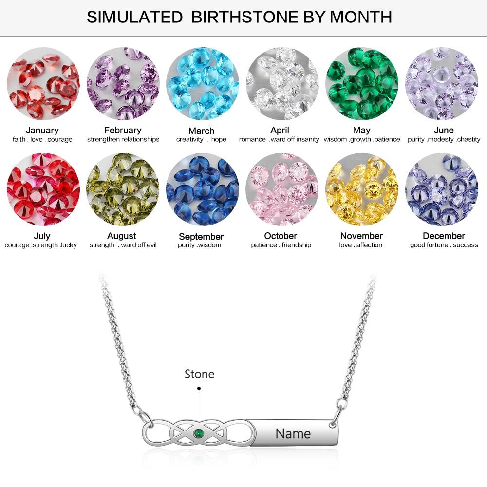 Personalized Infinity Birthstone & Name Bar Necklace