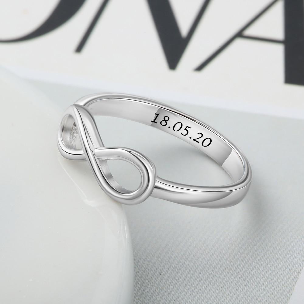 Personalized Infinity 925 Sterling Womens Ring - 1 Engraving (Optional)